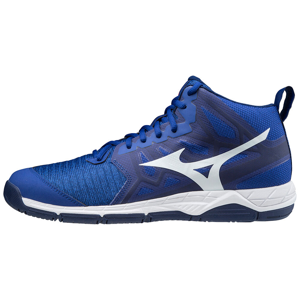 Mizuno Men's Wave Supersonic 2 Mid Volleyball Shoes Blue/White/Pink (V1GA204520-PNJ)